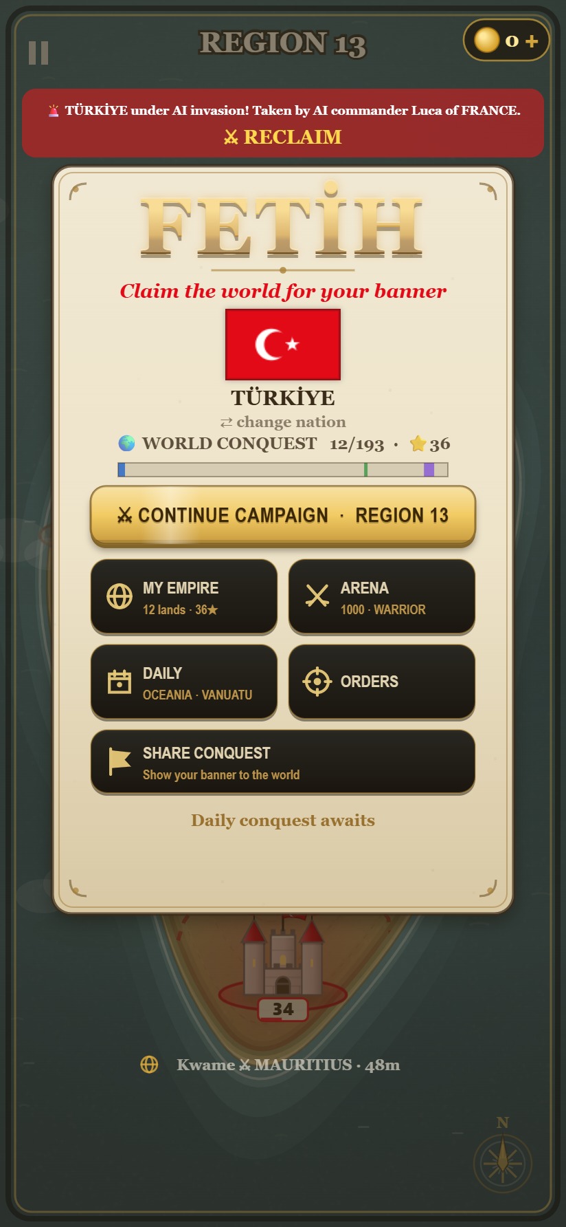 FETİH main menu