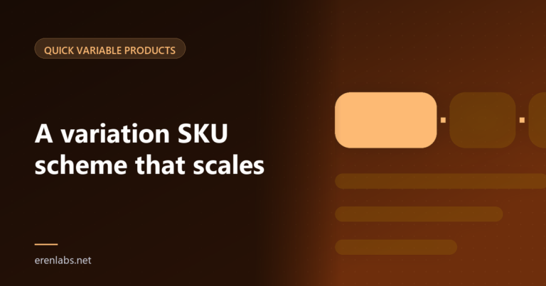Cover illustration for the article: WooCommerce Variation SKUs: a Naming Scheme That Survives 500 Products